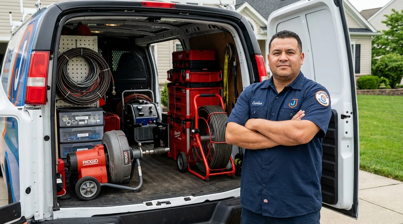 Professional drain cleaning equipment and Johns Plumbing LLC plumber in Southbury