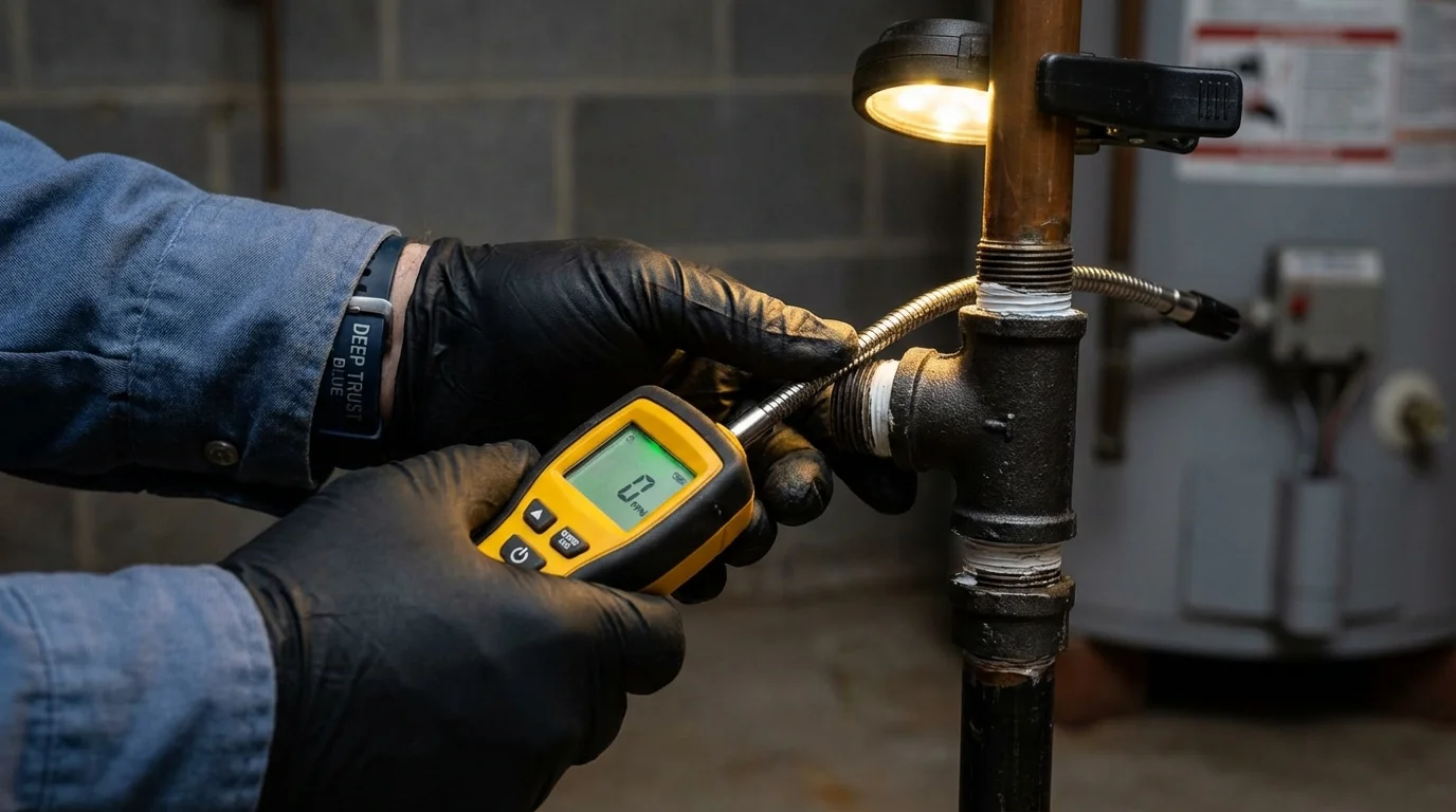 Gas leak detection with electronic sniffer by Johns Plumbing LLC in Southbury