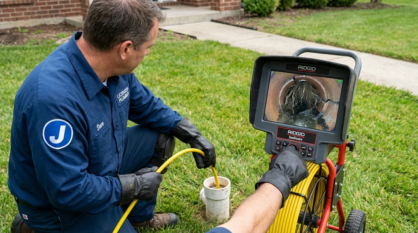 Sewer camera inspection being performed by Johns Plumbing LLC in Southbury
